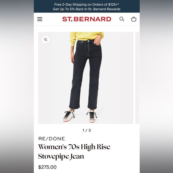 RE/DONE 70’s Crop Boot in Stone Noir NWT size 31 womens denim $275 retail - Picture 4 of 8